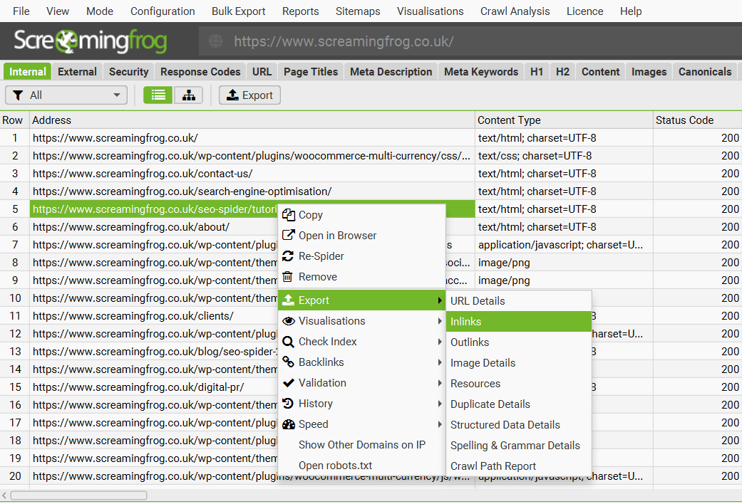 Right Click Export Options