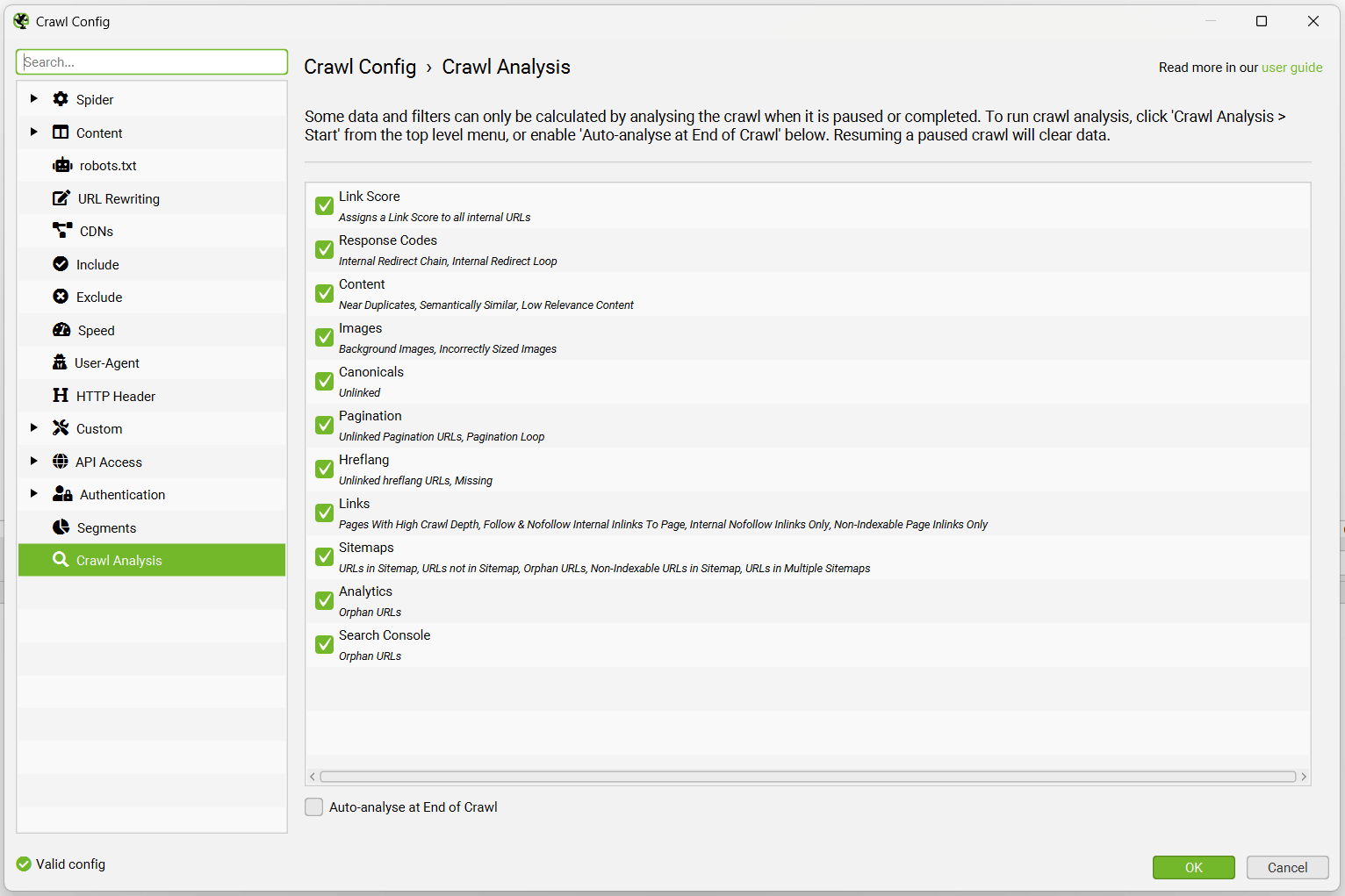 Crawl analysis