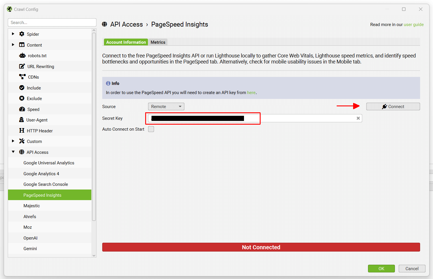 PSI API Key Integration