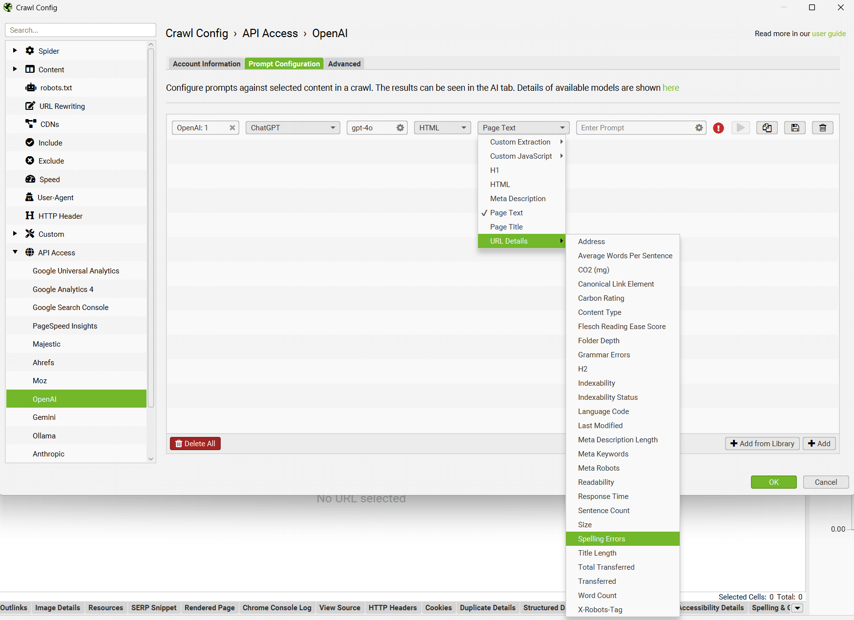 URL Details in AI prompts